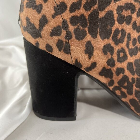Steve Madden Confident Fabric Leopard Print Block Heel Bootie Women’s Size 8.5 - Picture 3 of 16